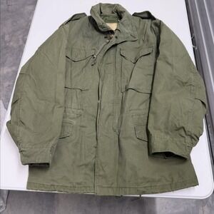 Vintage 50s US Military M-65 Field Jacket Olive Green with Liner Scovill Zip